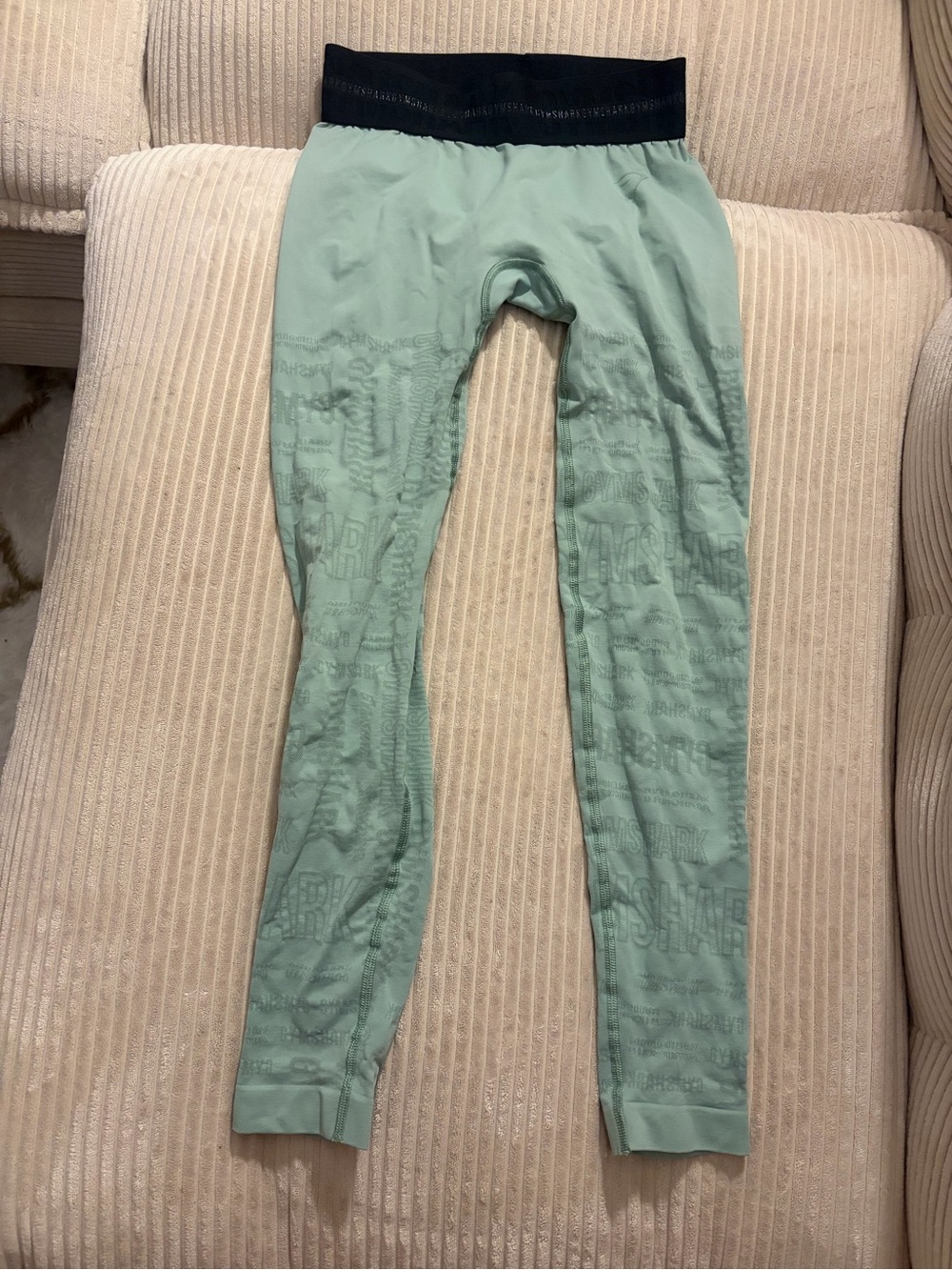 Gym shark woman’s Mint Green Active Leggings with Black Waistband